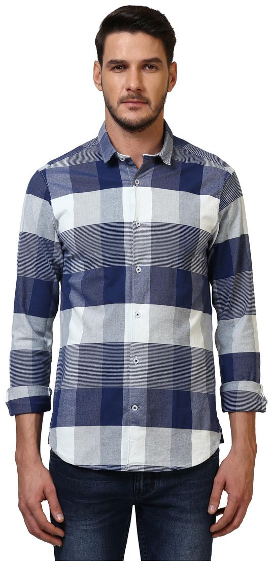 

ColorPlus Men Blue Checked Regular Fit Casual Shirt