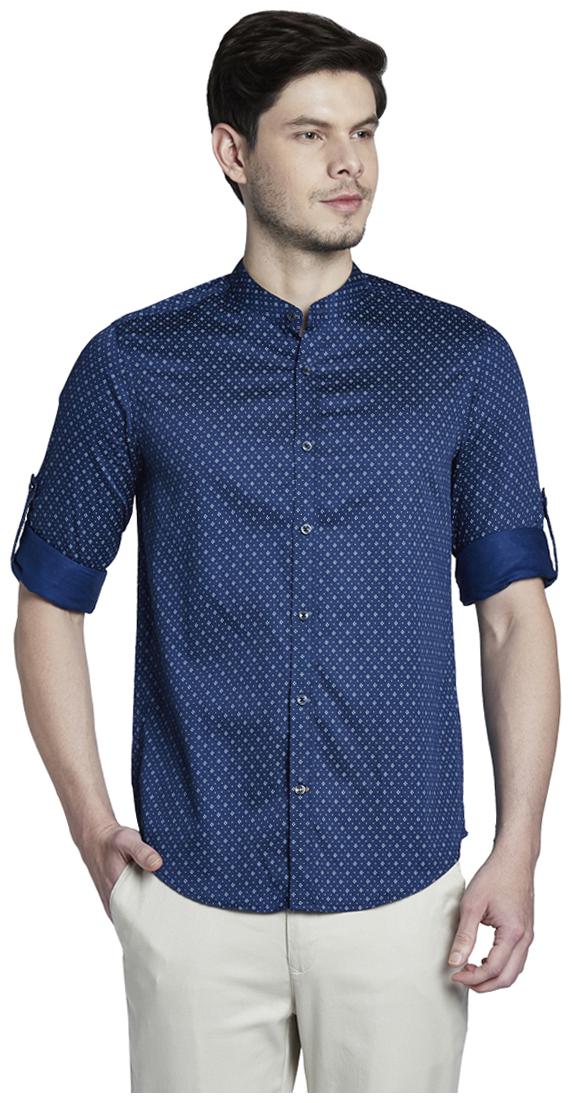 

ColorPlus Men Blue Printed Slim Fit Casual Shirt