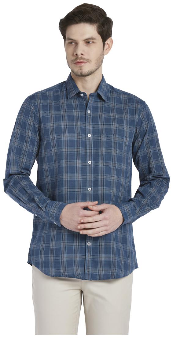 

ColorPlus Men Blue Checked Regular Fit Casual Shirt