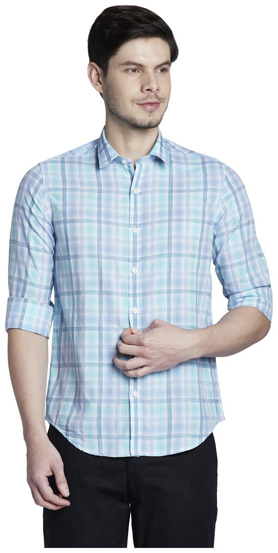 ColorPlus Men Green Checked Slim Fit Casual Shirt