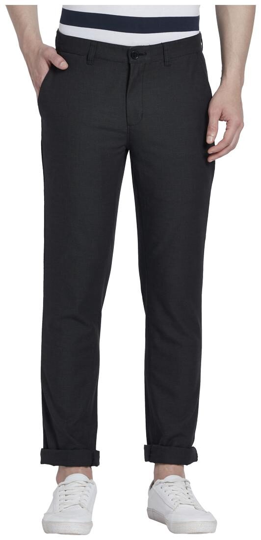 

ColorPlus Men Black Textured Regular fit Regular trousers
