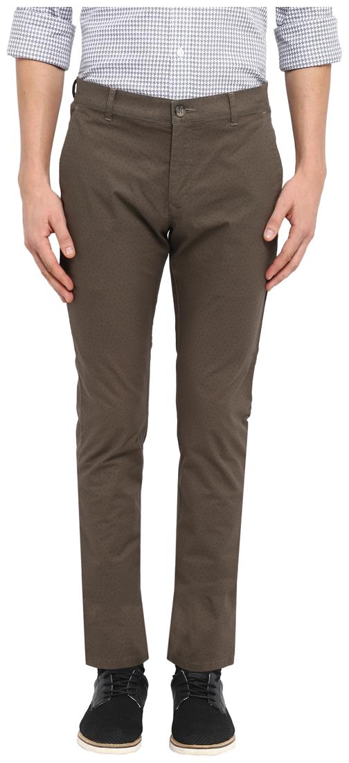 

ColorPlus Men Brown Printed Slim fit Regular trousers