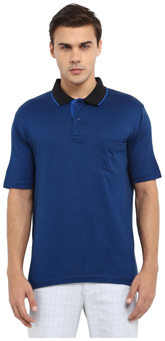 

ColorPlus Men Blue Regular fit Cotton Polo collar T-Shirt - Pack Of 1