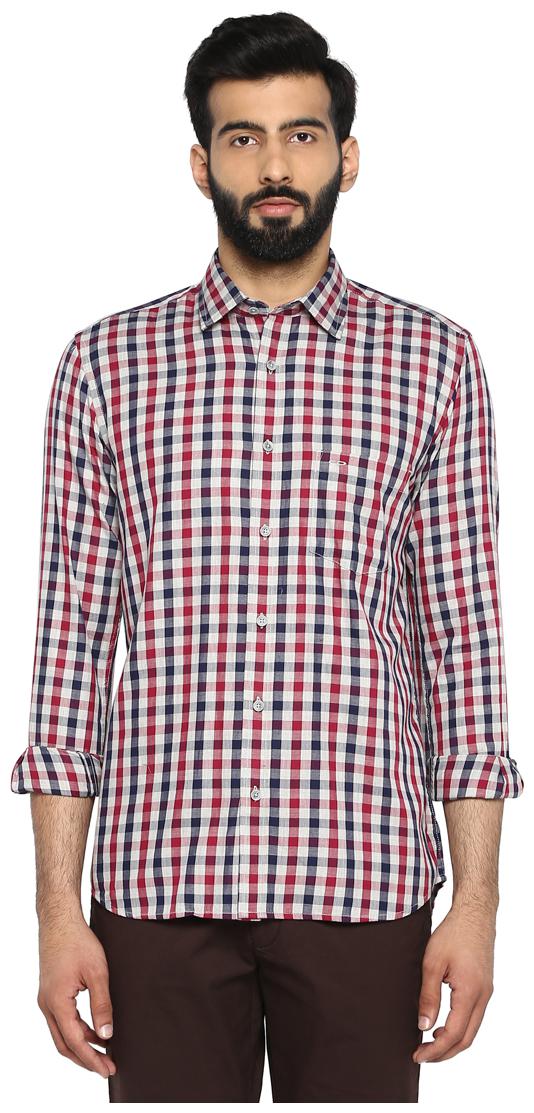 

ColorPlus Men Red Checked Slim Fit Casual Shirt