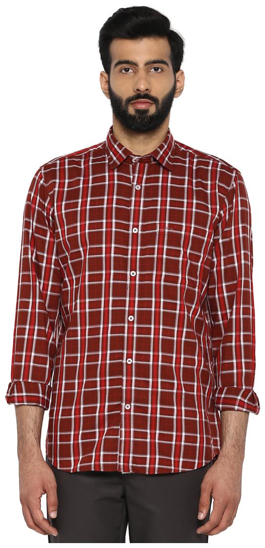 

ColorPlus Men Red Checked Slim Fit Casual Shirt