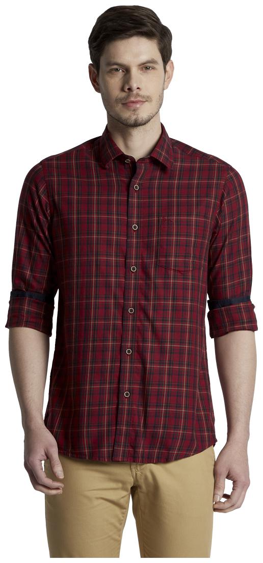 

ColorPlus Men Red Checked Regular Fit Casual Shirt