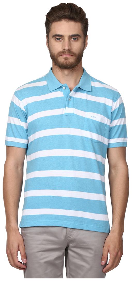 

ColorPlus Men Blue Regular fit Cotton Polo collar T-Shirt - Pack Of 1