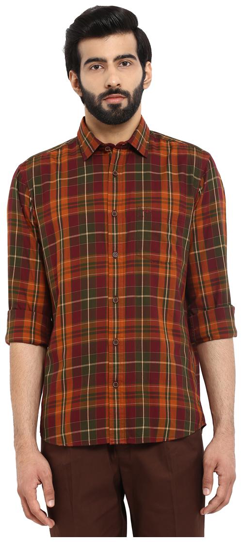 

ColorPlus Men Maroon Checked Slim Fit Casual Shirt