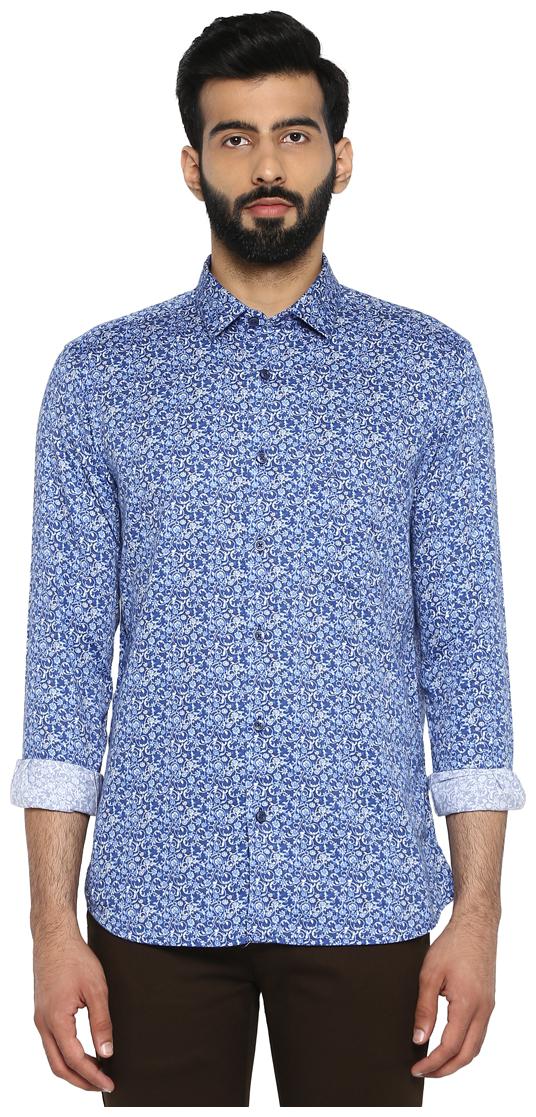 

ColorPlus Men Blue Printed Slim Fit Casual Shirt