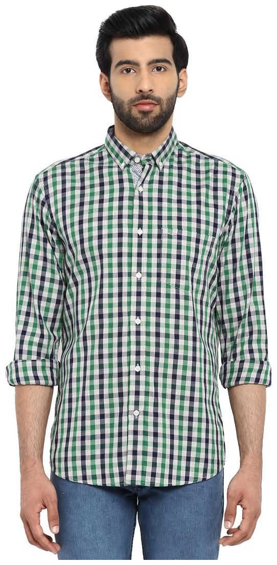 

ColorPlus Dark Green Tailored Fit Cotton Casual Shirt