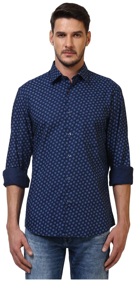 

ColorPlus Men Blue Printed Regular Fit Casual Shirt