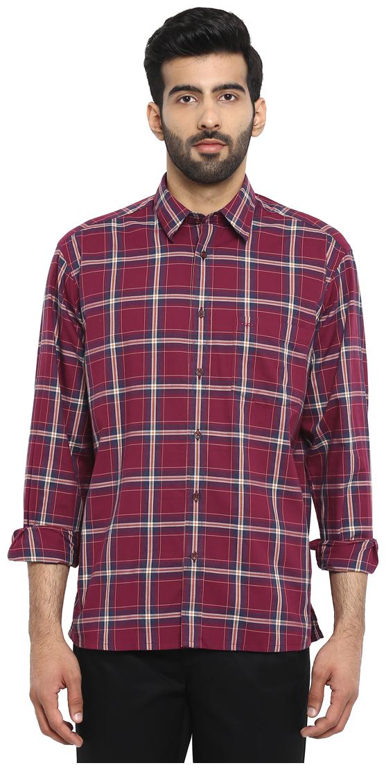 

ColorPlus Men Maroon Checked Regular Fit Casual Shirt