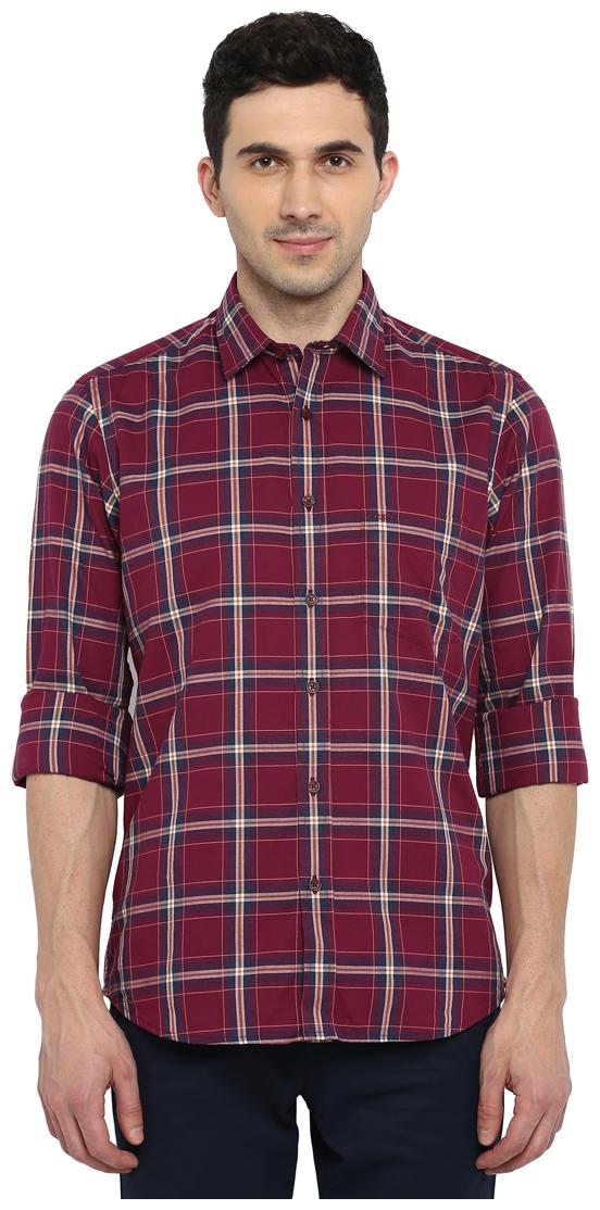 

ColorPlus Men Maroon Checked Slim Fit Casual Shirt
