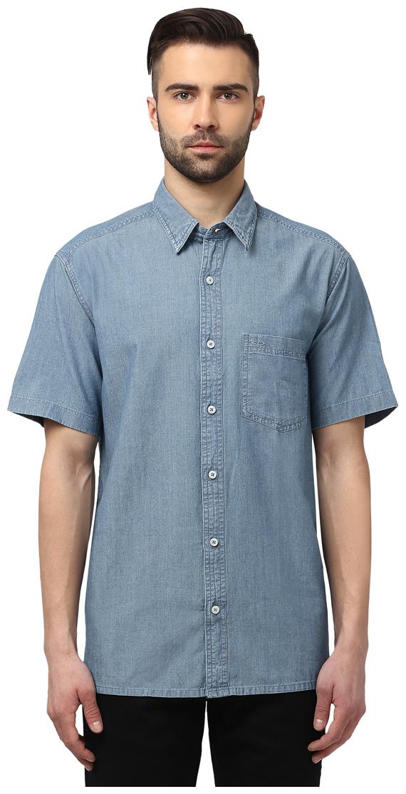 

ColorPlus Men Blue Solid Regular Fit Casual Shirt