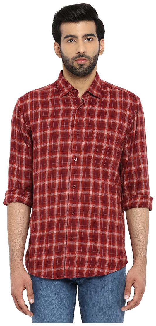 

ColorPlus Maroon Tailored Fit Cotton Casual Shirt