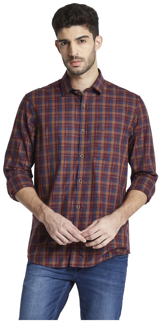 

ColorPlus Men Brown Checked Regular Fit Casual Shirt