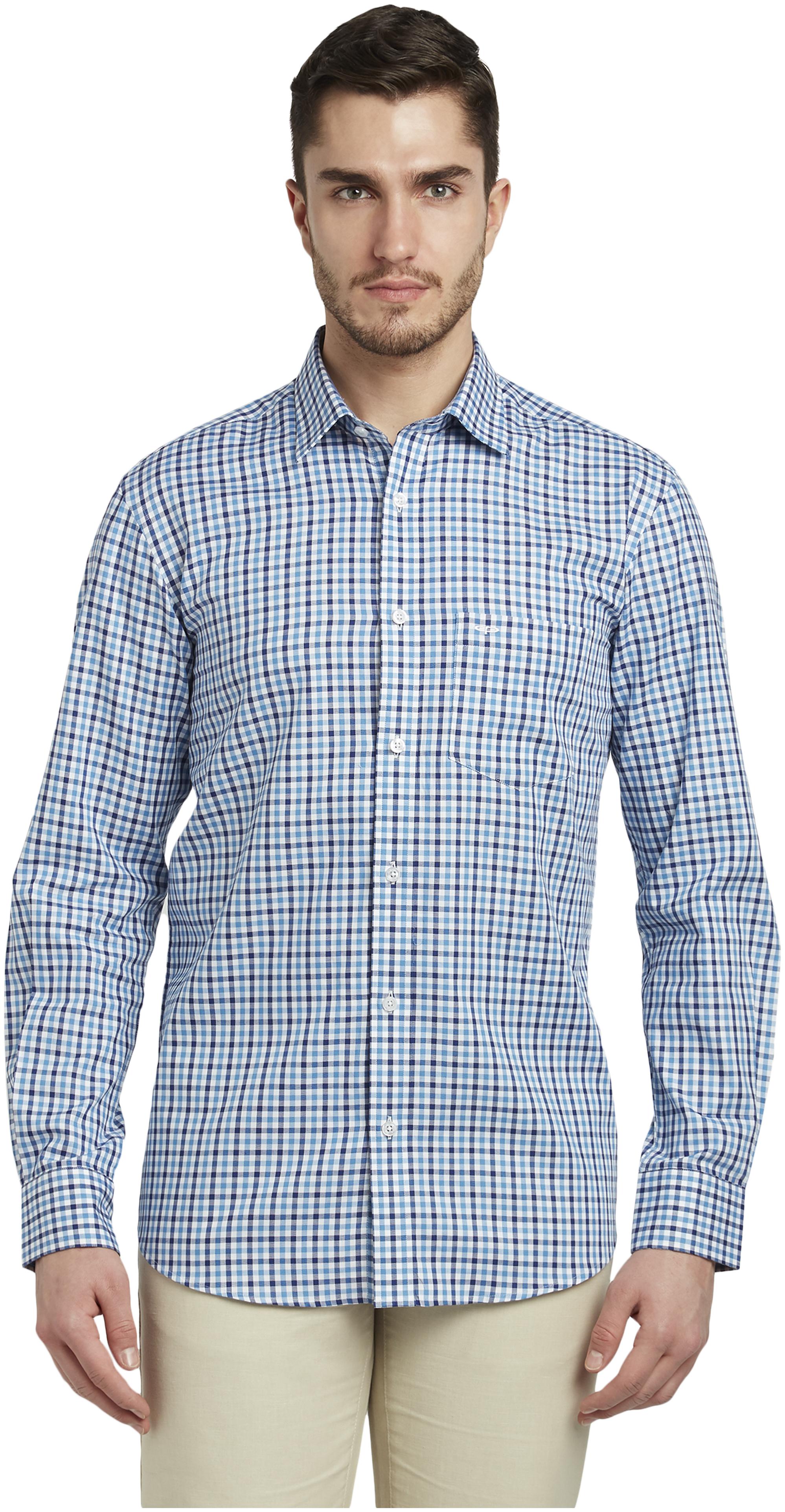 

ColorPlus Men Blue Checked Regular Fit Casual Shirt