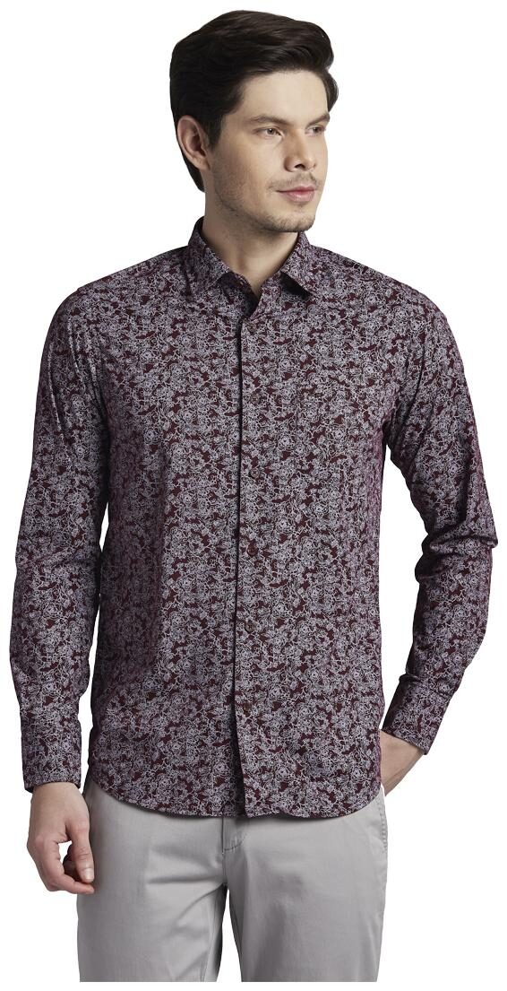 

ColorPlus Men Maroon Printed Regular Fit Casual Shirt