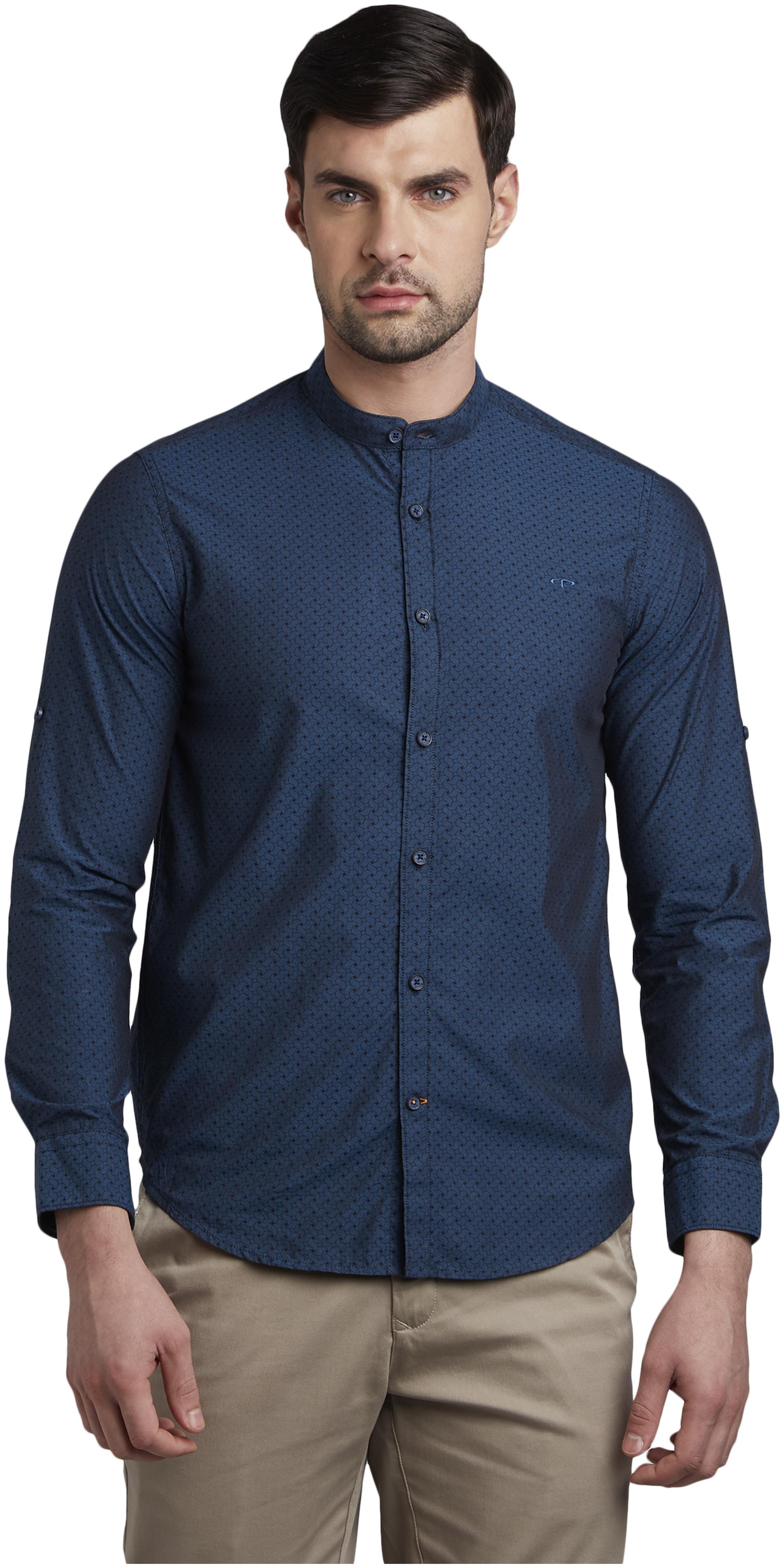 

ColorPlus Men Blue Textured Slim Fit Casual Shirt