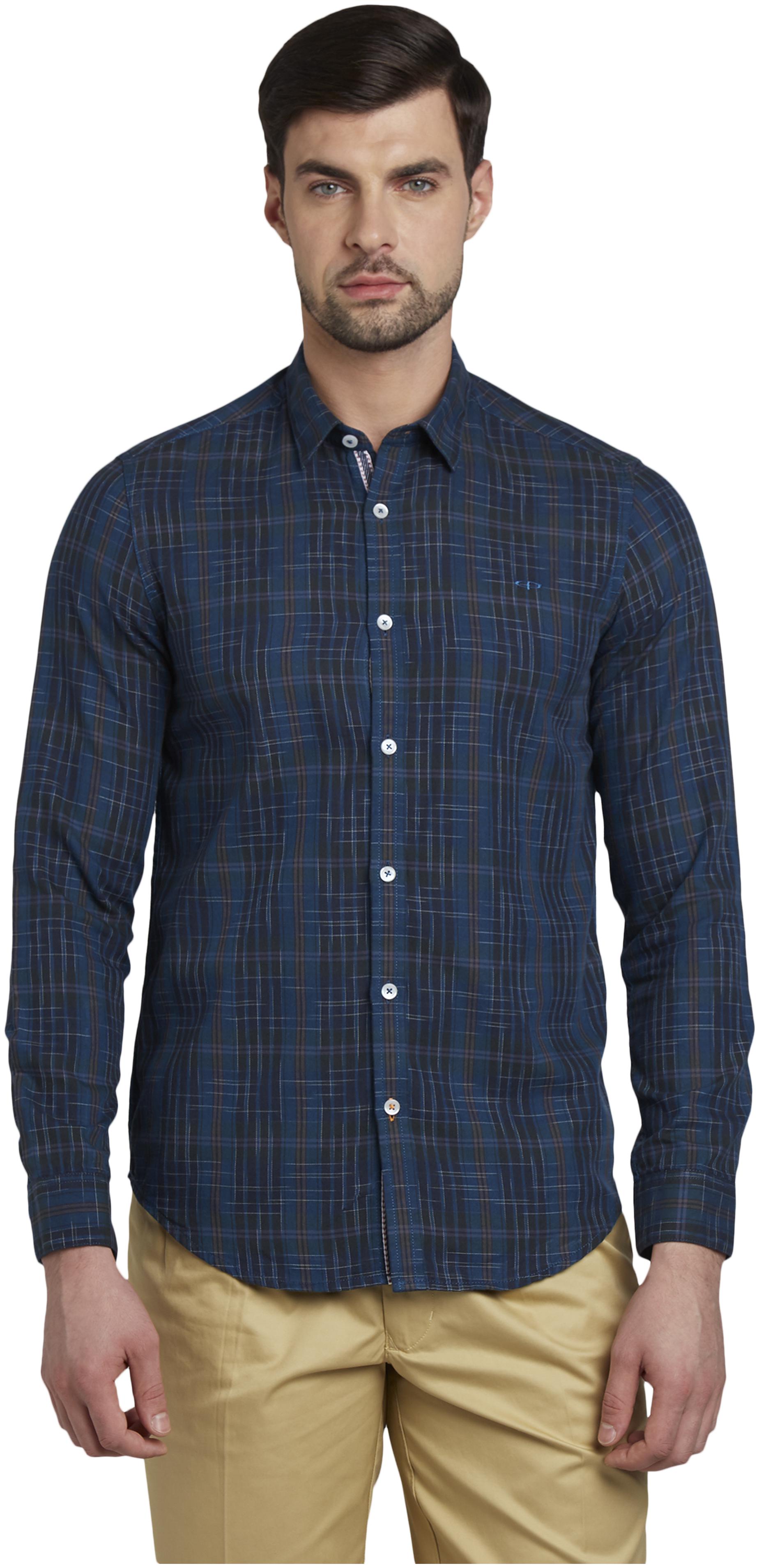 

ColorPlus Men Green Checked Slim Fit Casual Shirt