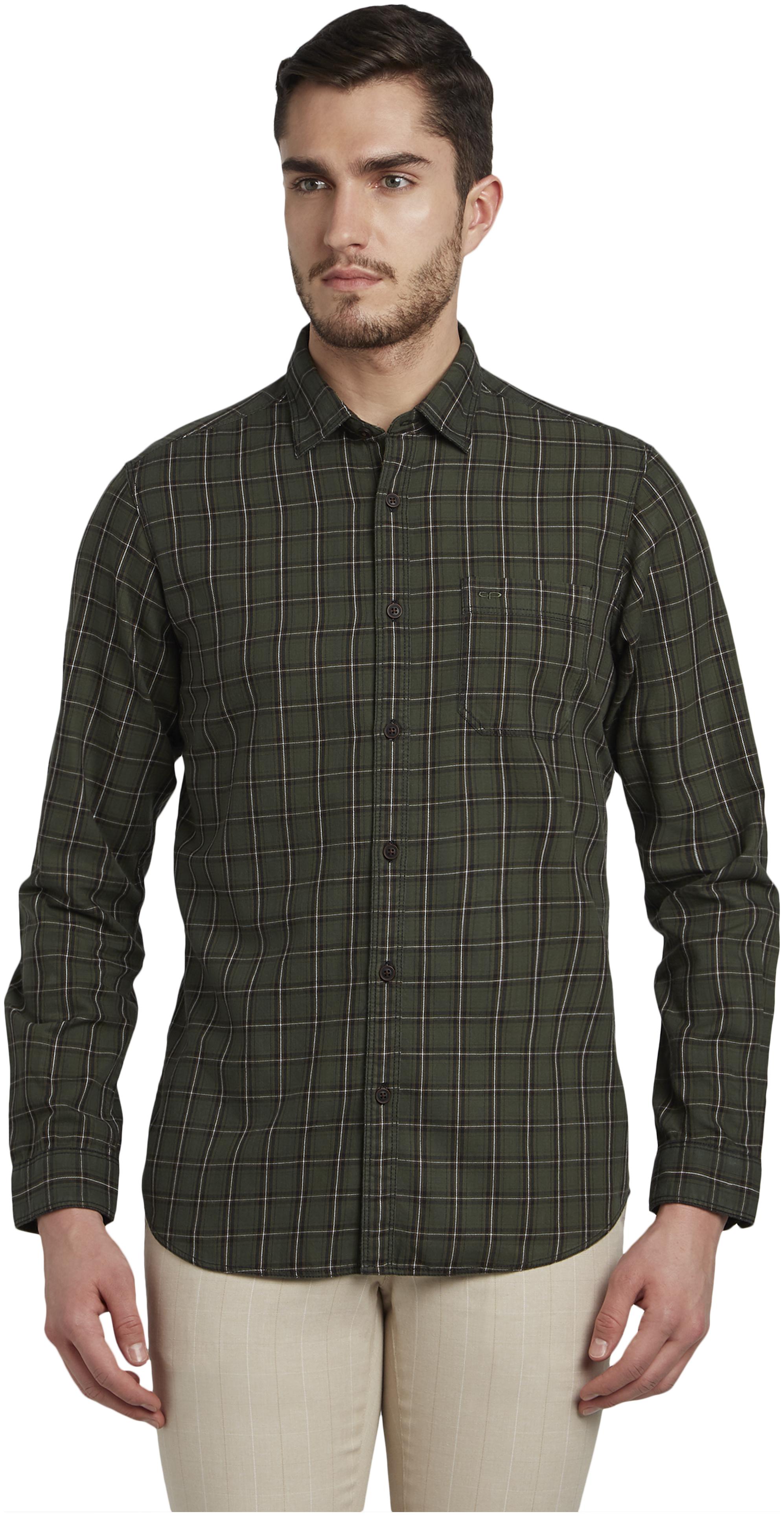 

ColorPlus Men Green Checked Regular Fit Casual Shirt