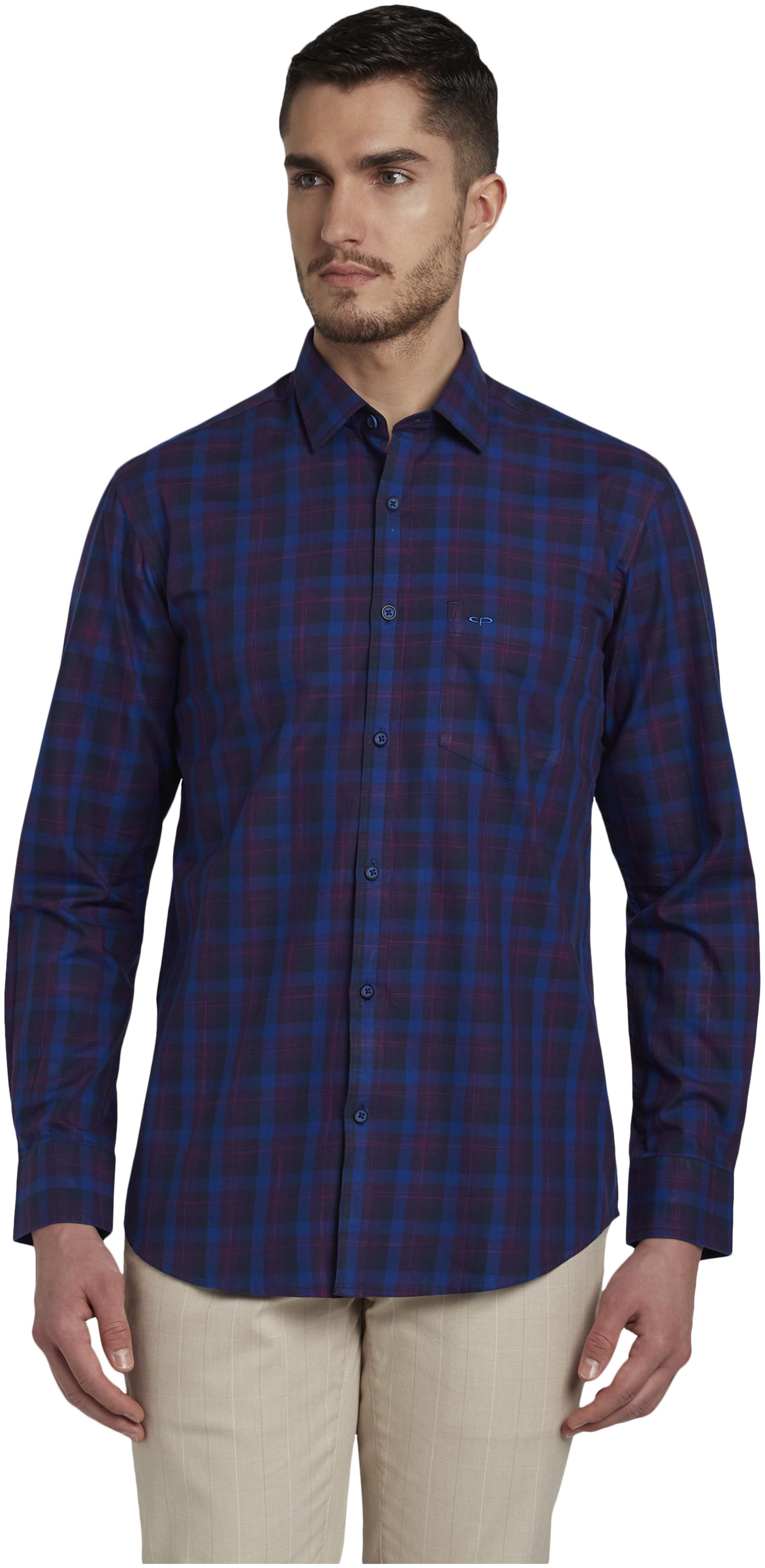 

ColorPlus Men Blue Checked Regular Fit Casual Shirt