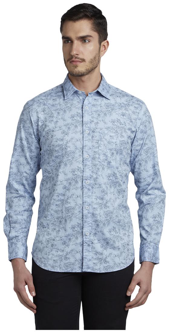 

ColorPlus Men Blue Printed Regular Fit Casual Shirt