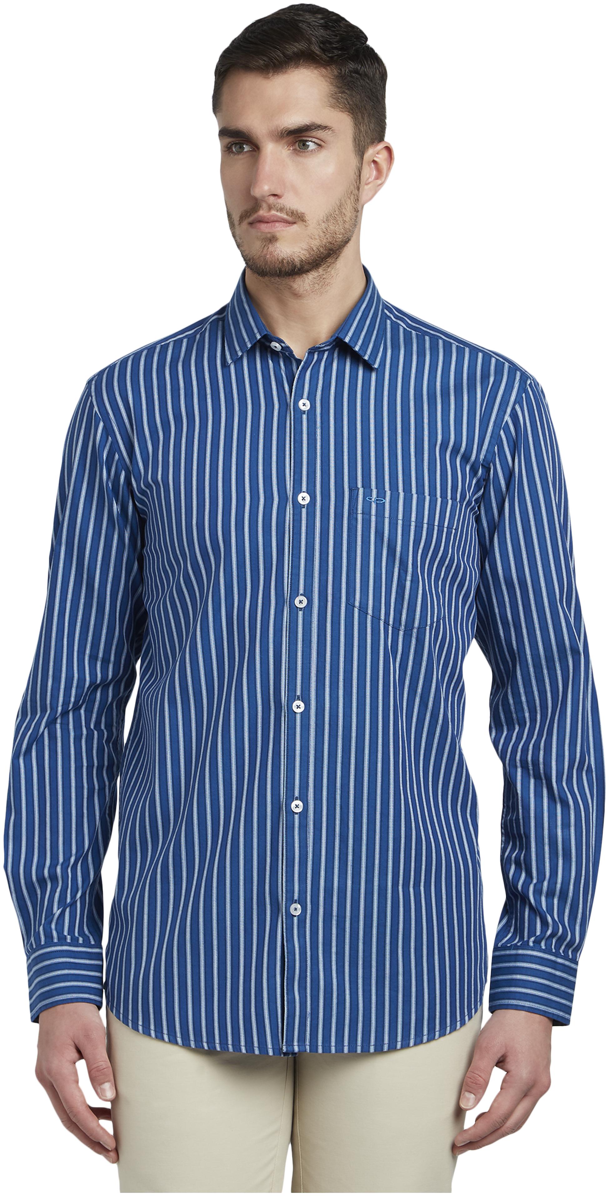 

ColorPlus Men Blue Vertical Stripes Regular Fit Casual Shirt