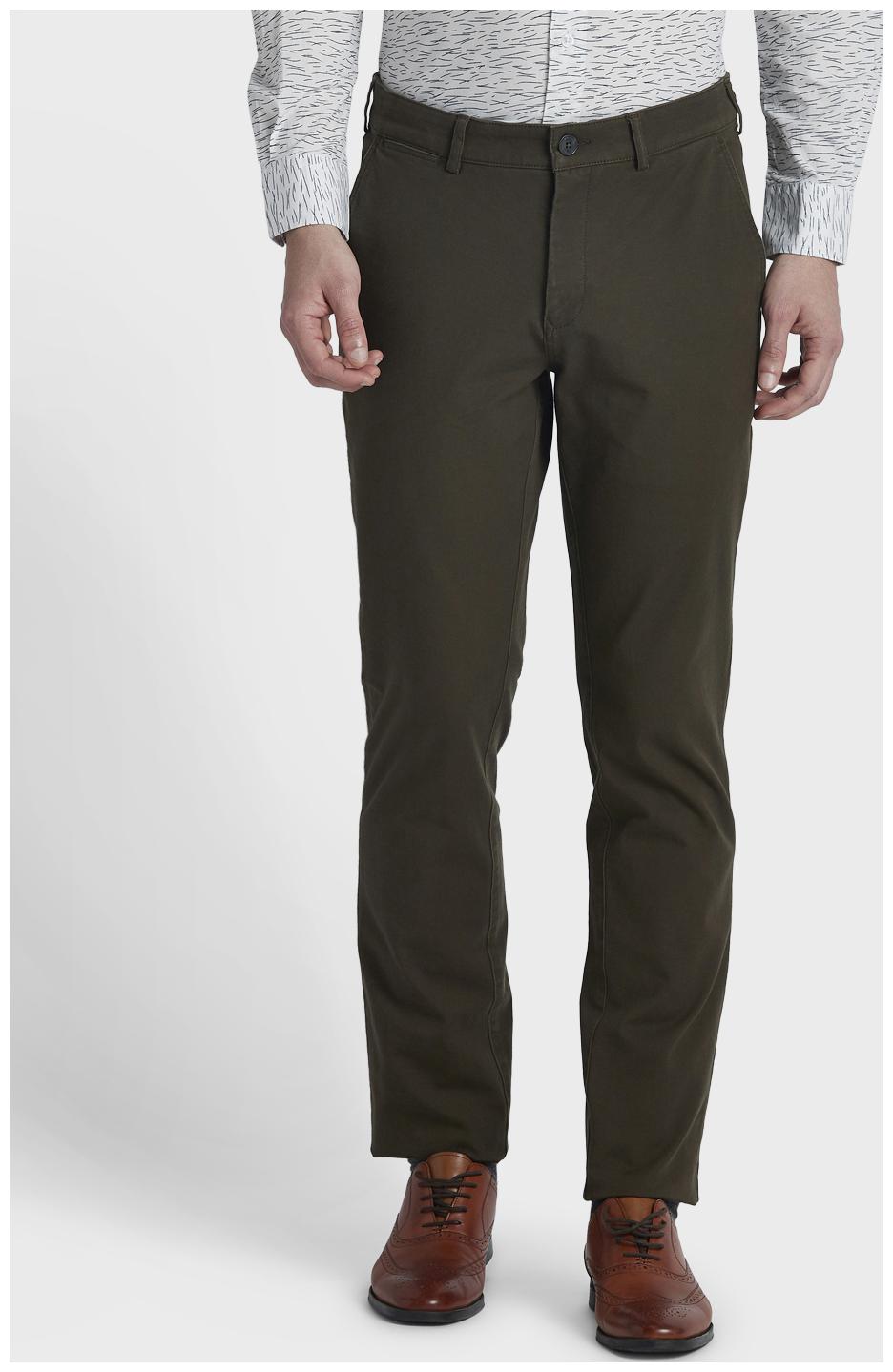 

ColorPlus Men Green Solid Regular fit Wrinkle free Regular trousers