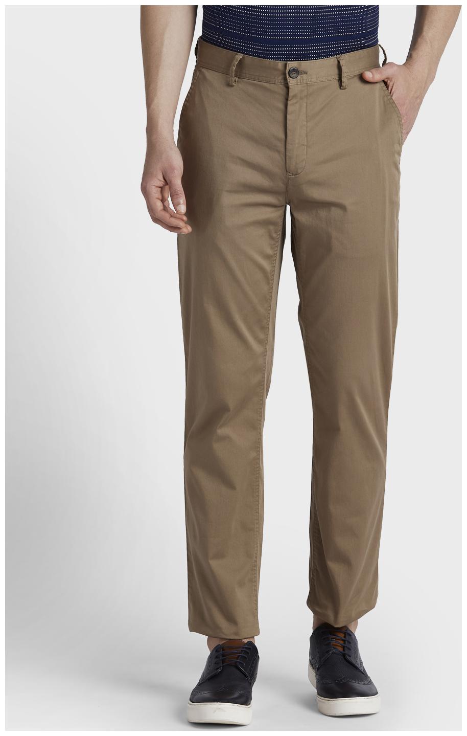 

ColorPlus Men Brown Solid Regular fit Wrinkle free Regular trousers