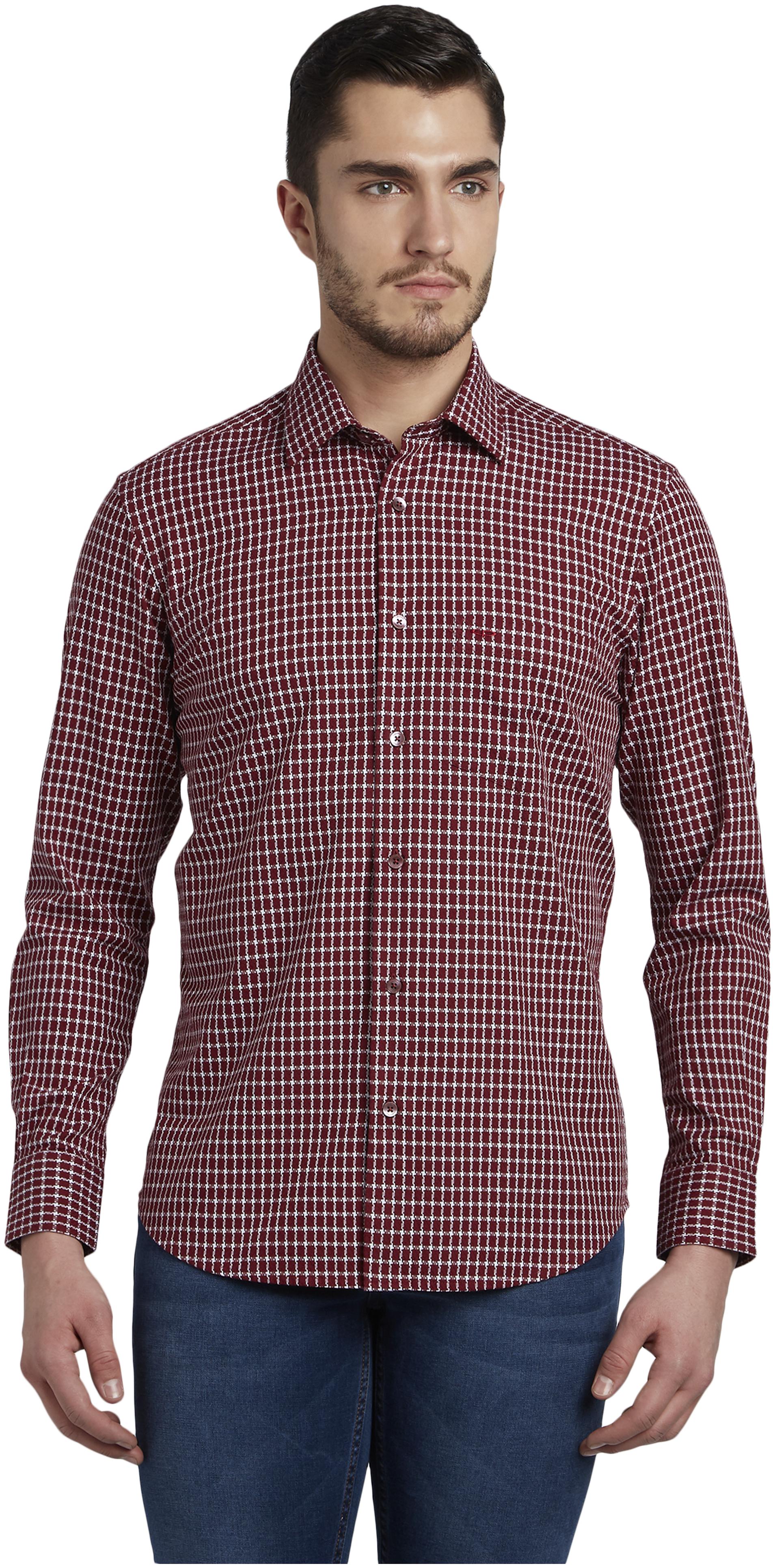 

ColorPlus Men Red Checked Regular Fit Casual Shirt