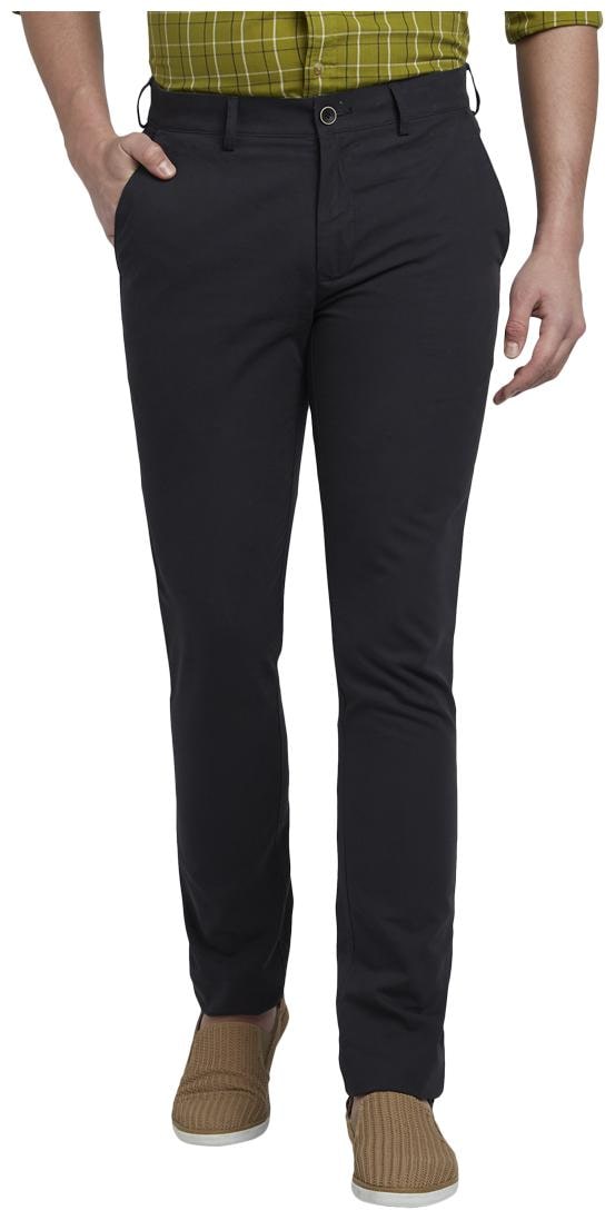

ColorPlus Men Black Solid Regular fit Regular trousers