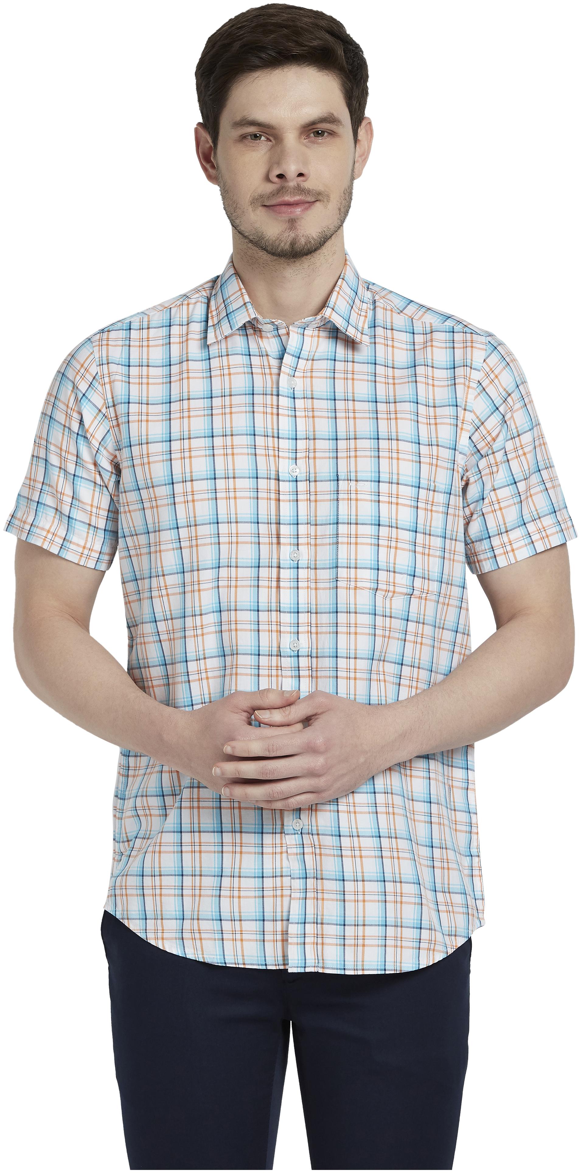 

ColorPlus Men White Checked Regular Fit Casual Shirt