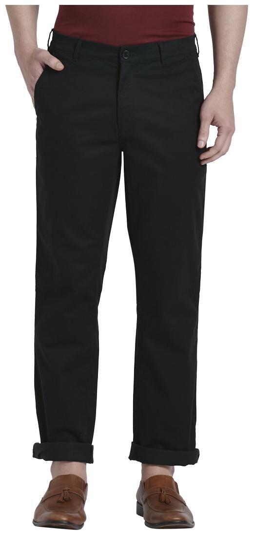 

ColorPlus Men Black Solid Regular fit Regular trousers