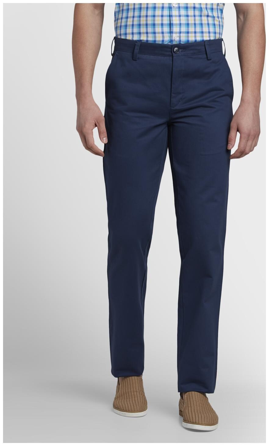 

ColorPlus Men Blue Solid Regular fit Wrinkle free Regular trousers