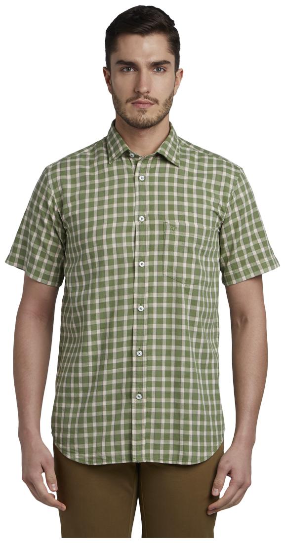 

ColorPlus Men Green Checked Regular Fit Casual Shirt