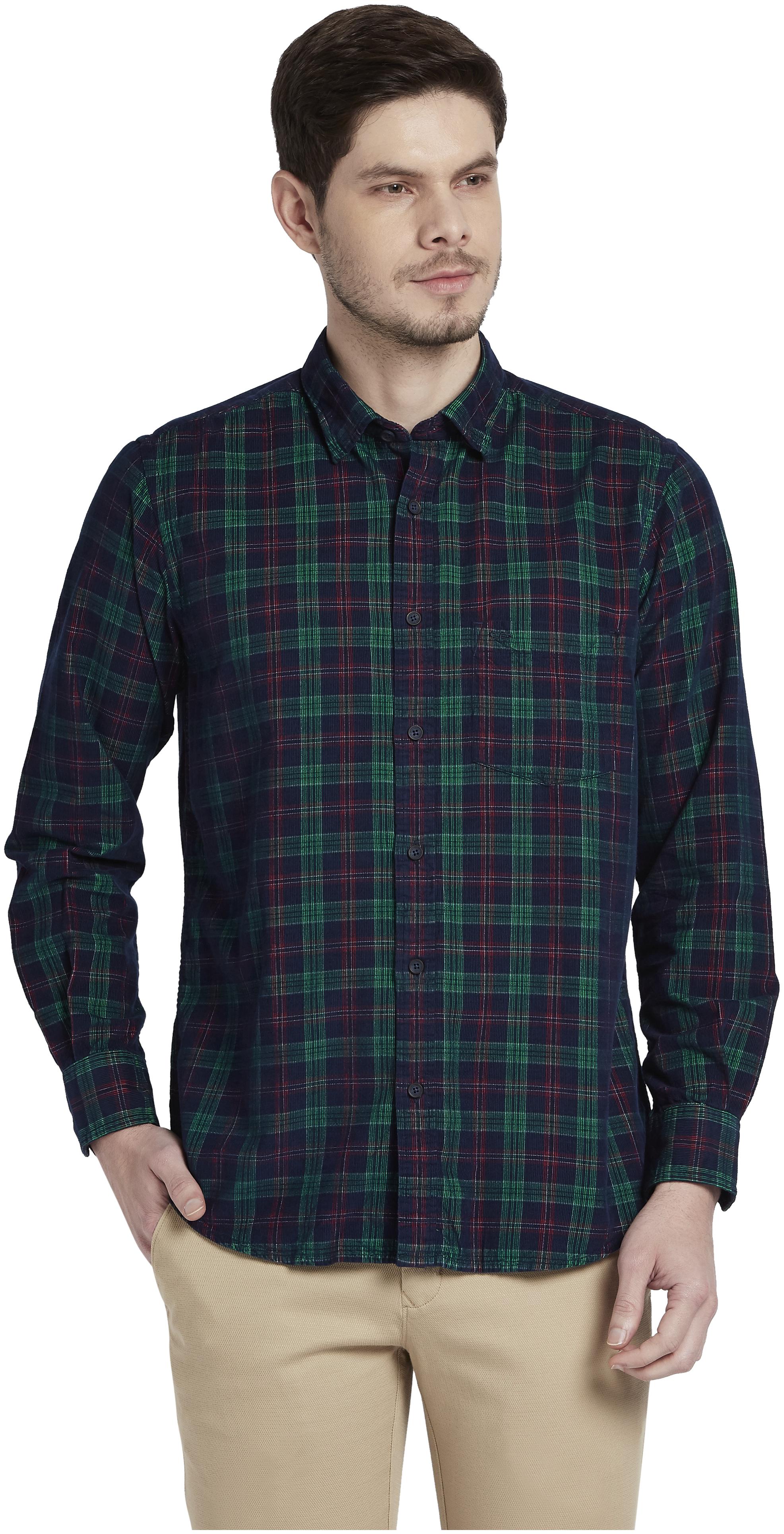

ColorPlus Men Green Checked Regular Fit Casual Shirt