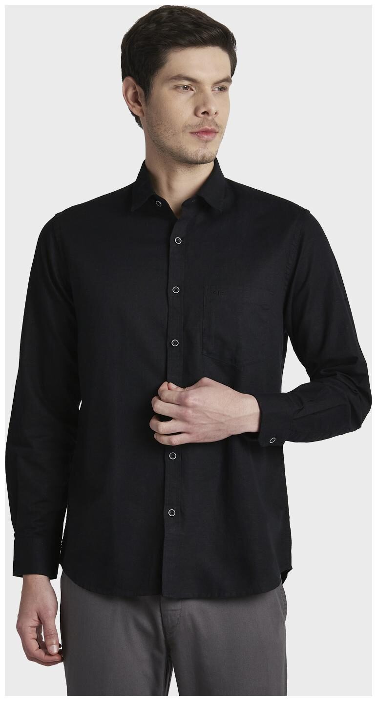 

ColorPlus Men Black Solid Regular Fit Casual Shirt