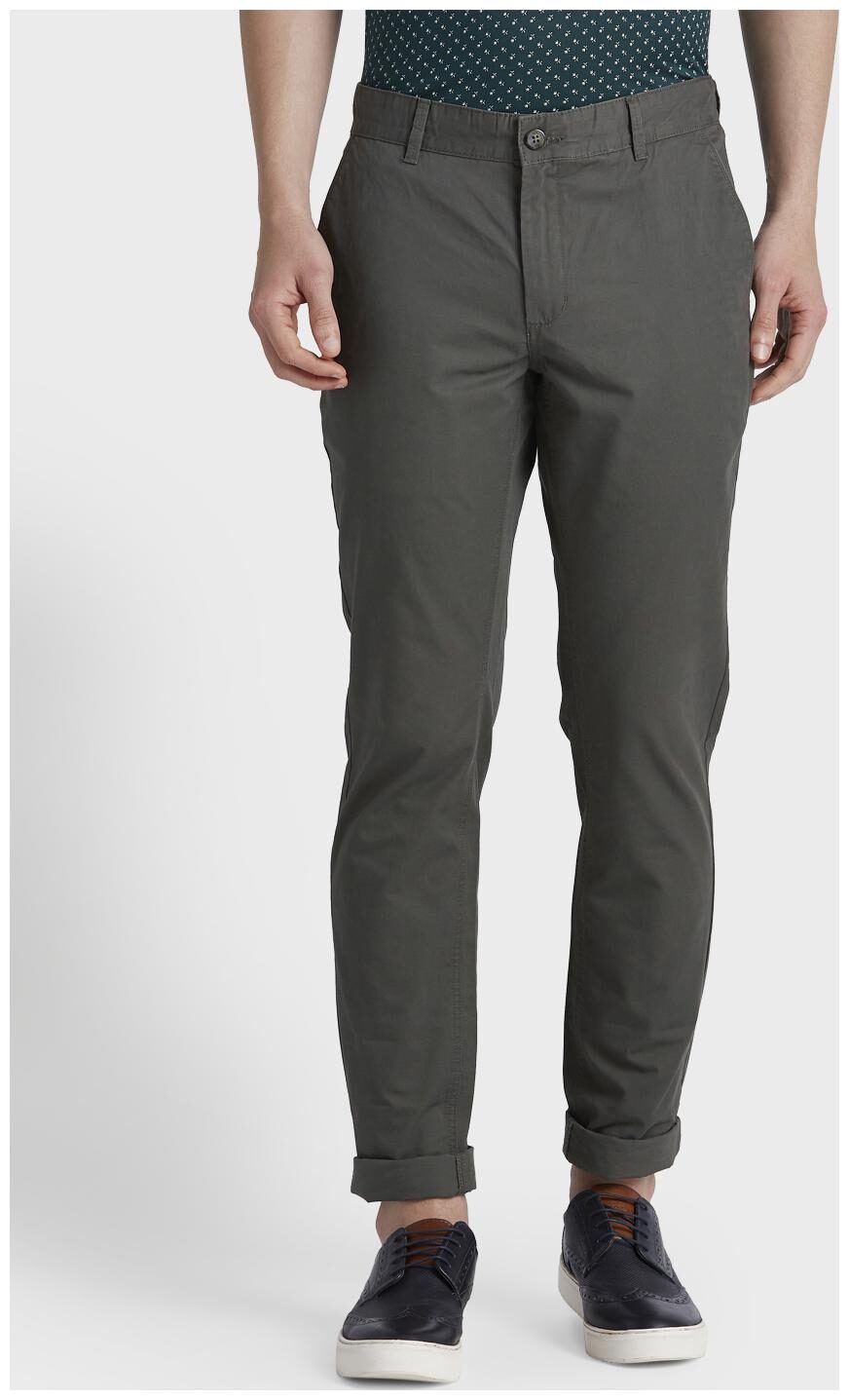 

ColorPlus Men Green Solid Regular fit Wrinkle free Regular trousers