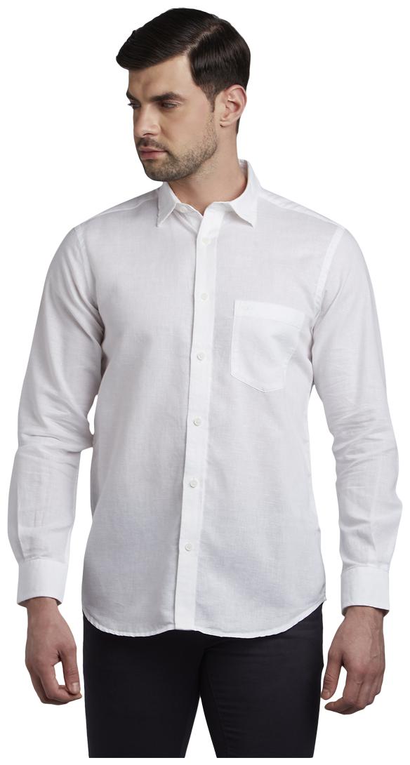 

ColorPlus Men White Solid Regular Fit Casual Shirt