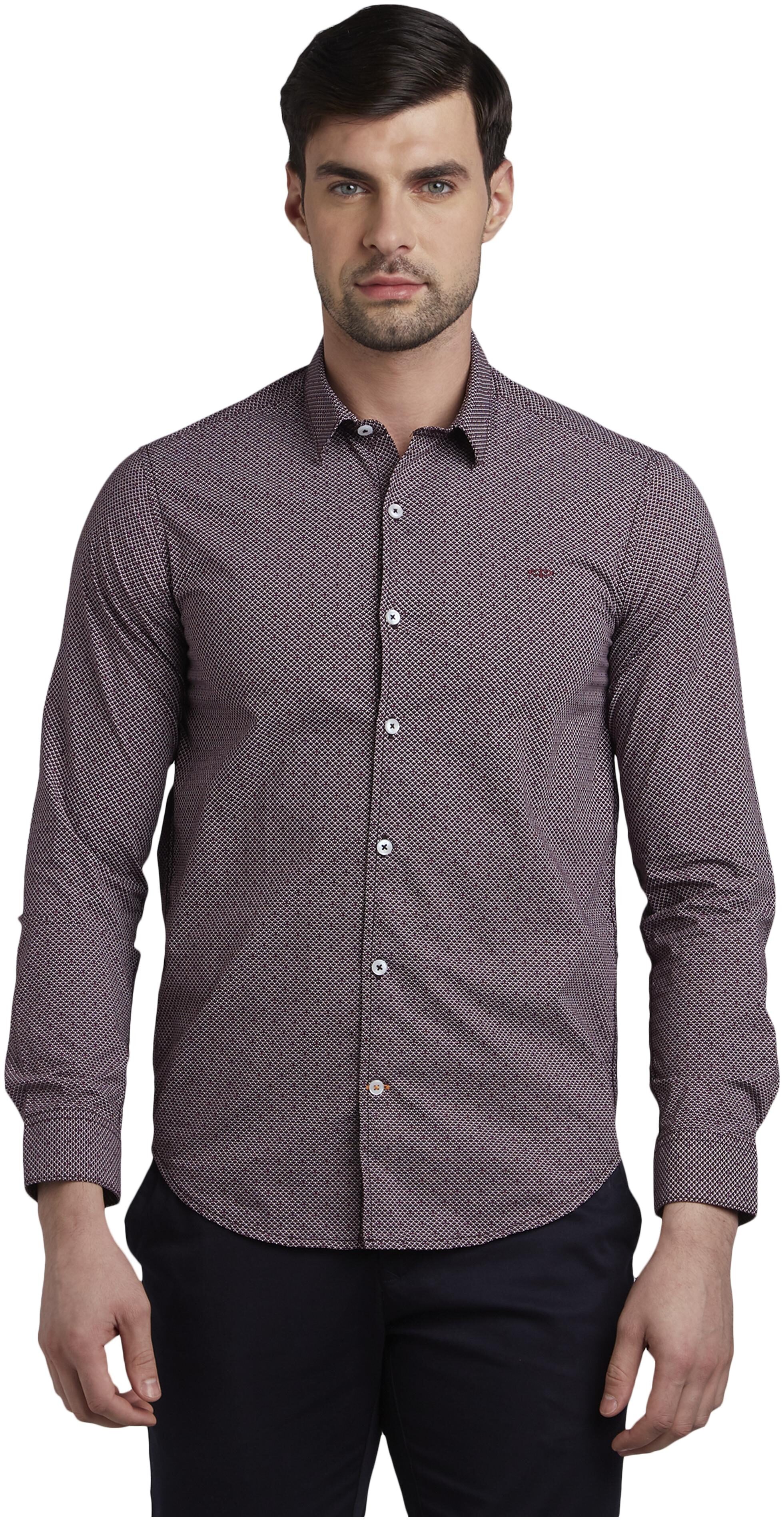 

ColorPlus Men Maroon Polka Dots Slim Fit Casual Shirt