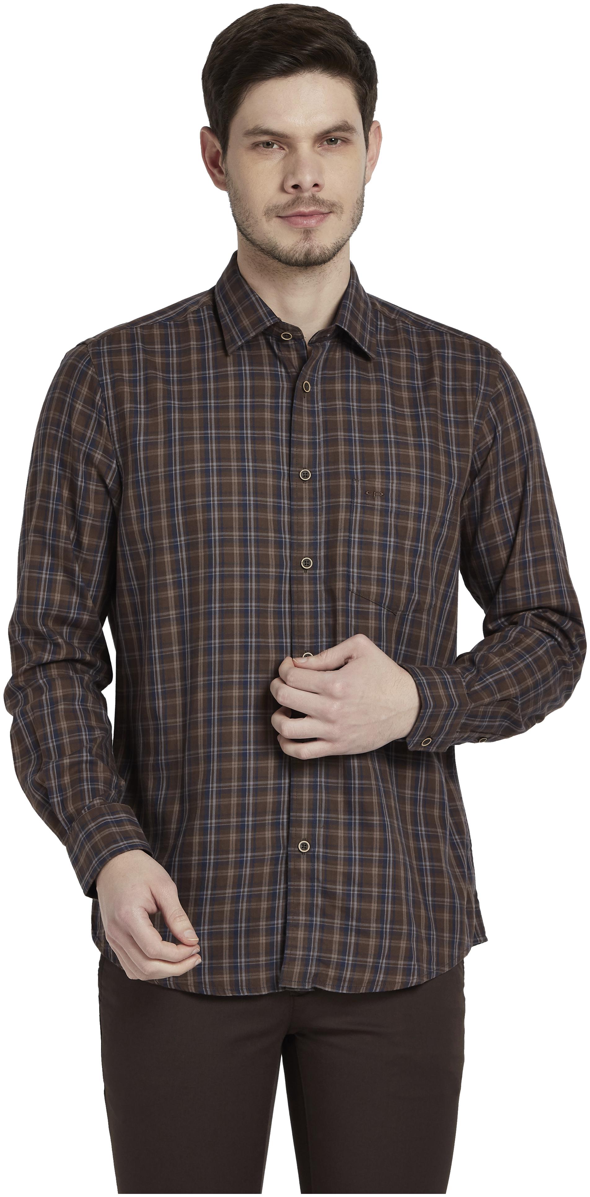 

ColorPlus Men Brown Checked Regular Fit Casual Shirt