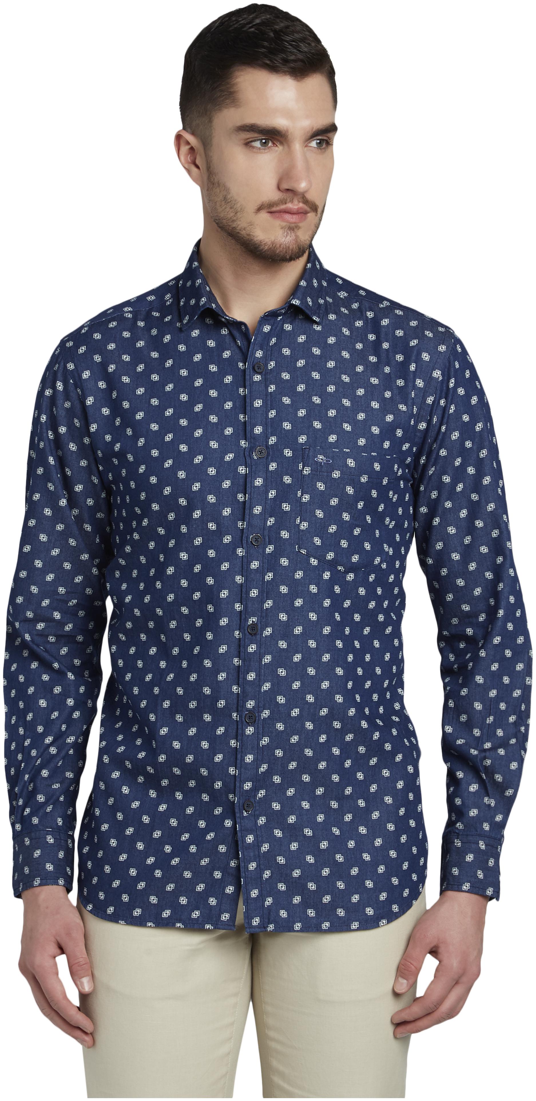 

ColorPlus Men Blue Printed Slim Fit Casual Shirt