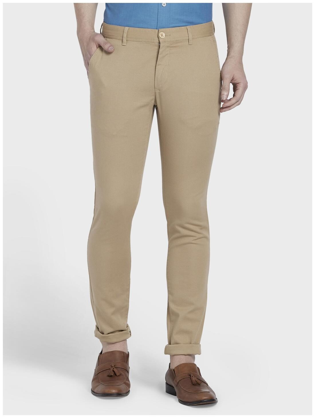 

ColorPlus Men Brown Solid Regular fit Regular trousers