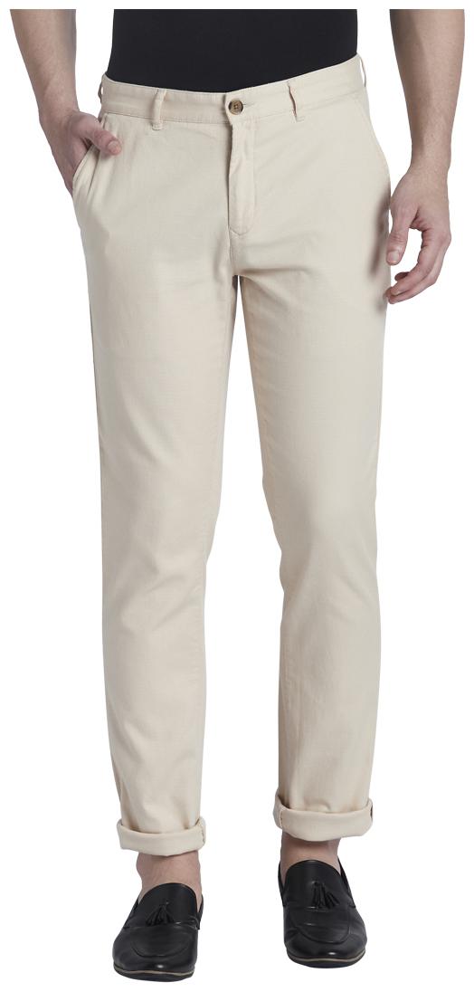 

ColorPlus Men Cream Solid Regular fit Regular trousers