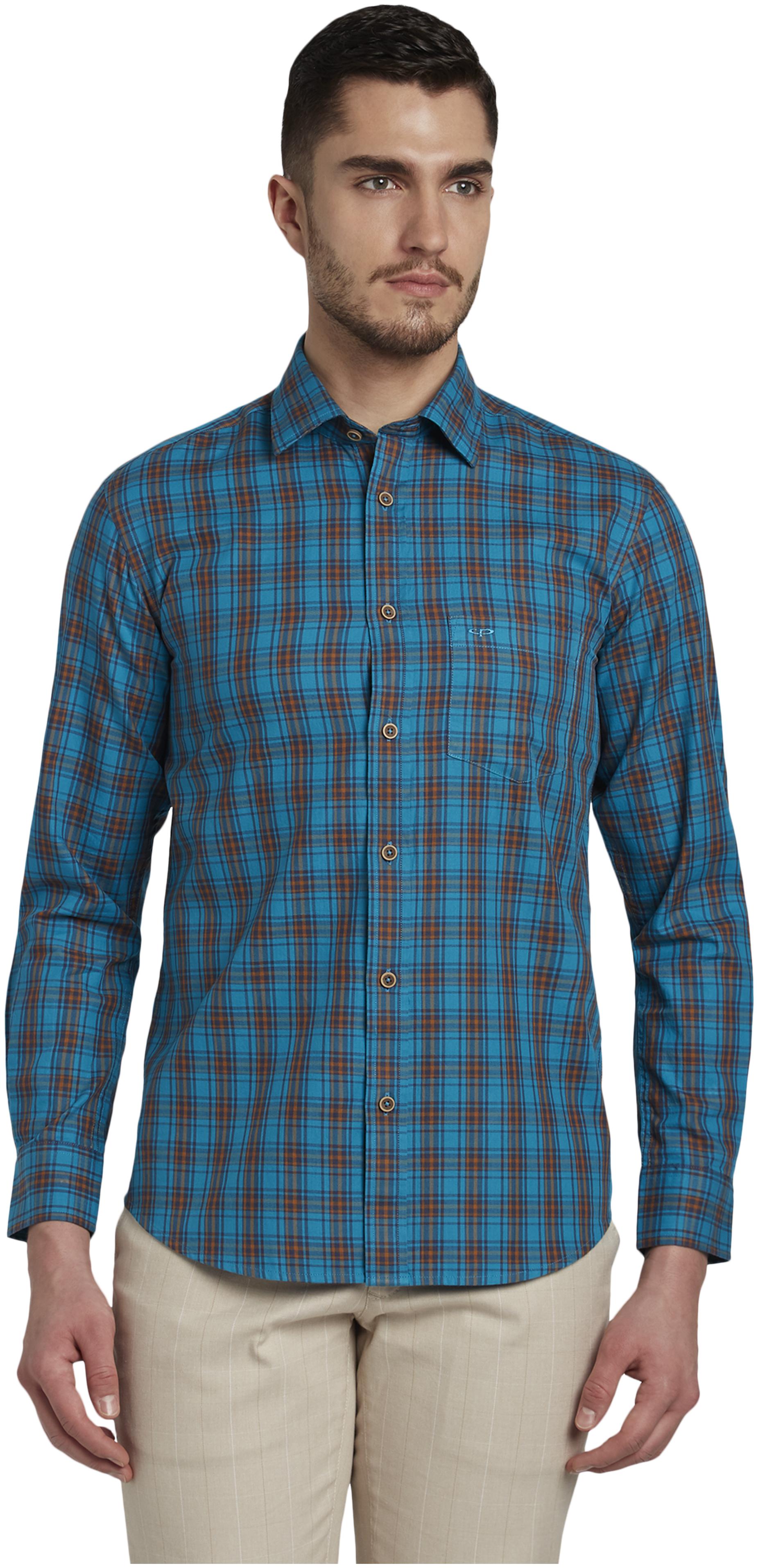 

ColorPlus Men Blue Checked Regular Fit Casual Shirt
