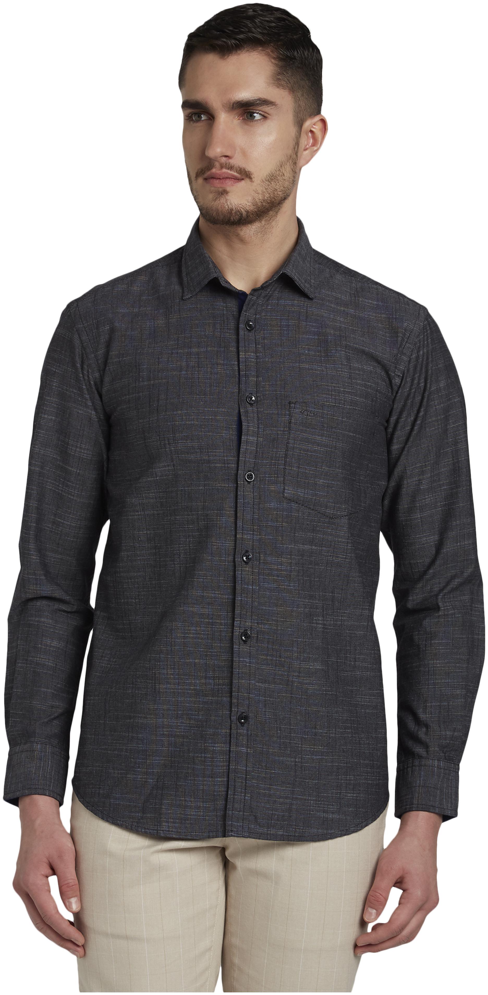

ColorPlus Men Grey Solid Regular Fit Casual Shirt