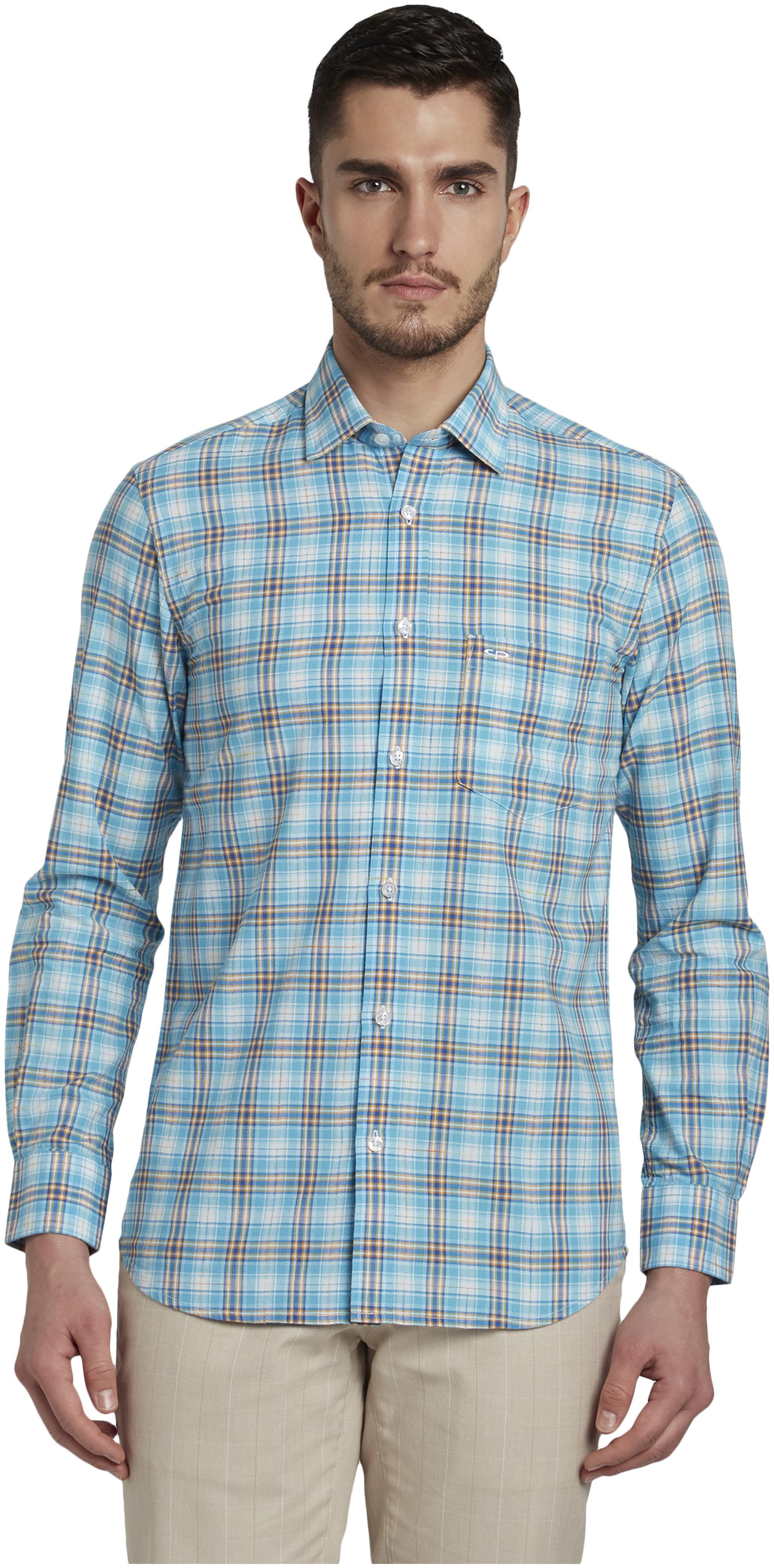 

ColorPlus Men Blue Checked Regular Fit Casual Shirt