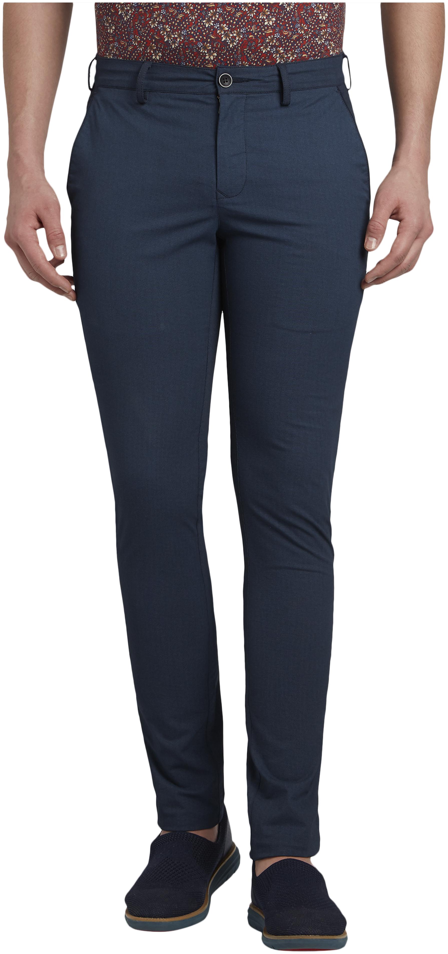 

ColorPlus Men Blue Striped Regular fit Regular trousers