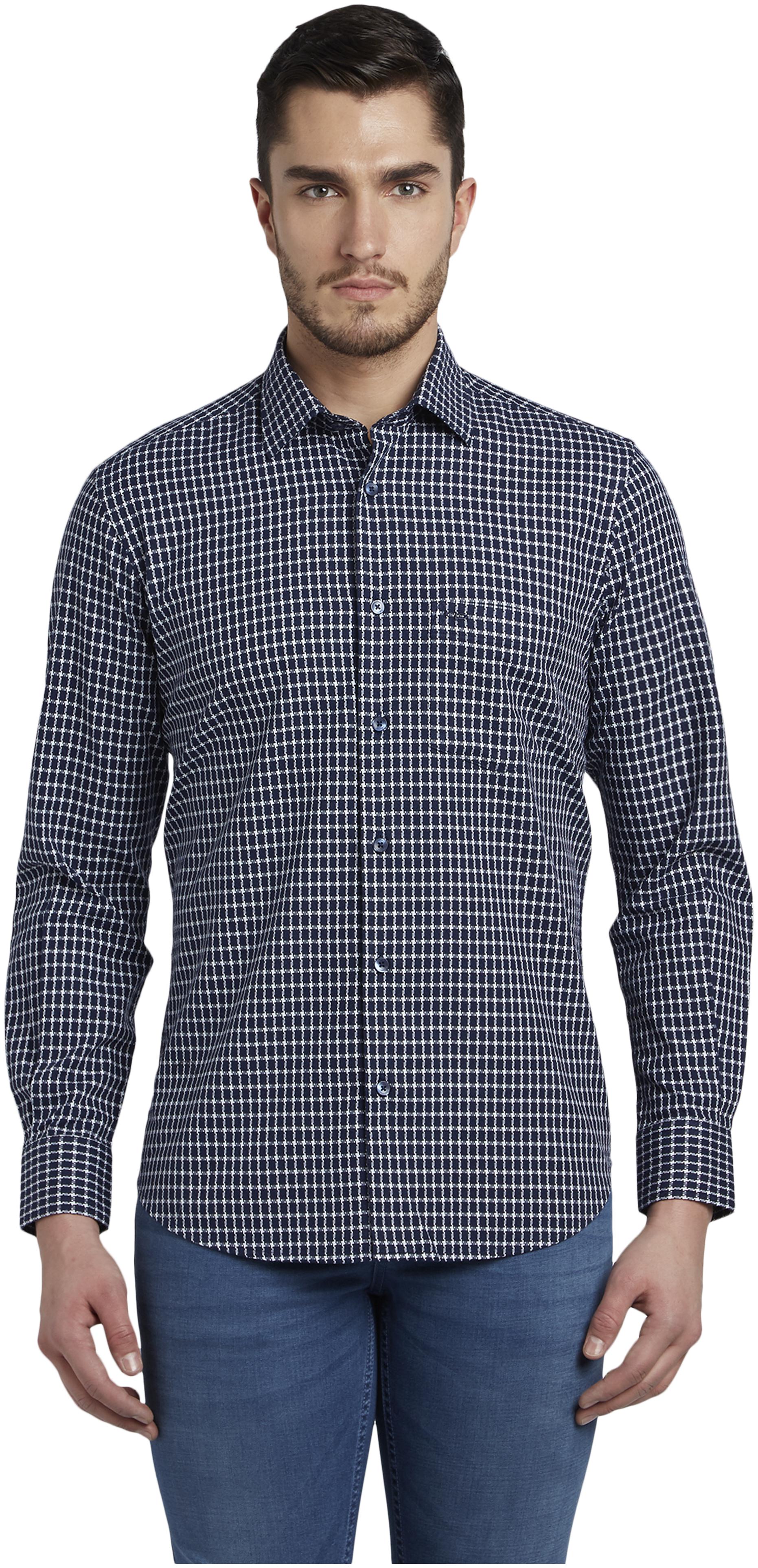 

ColorPlus Men Blue Checked Regular Fit Casual Shirt